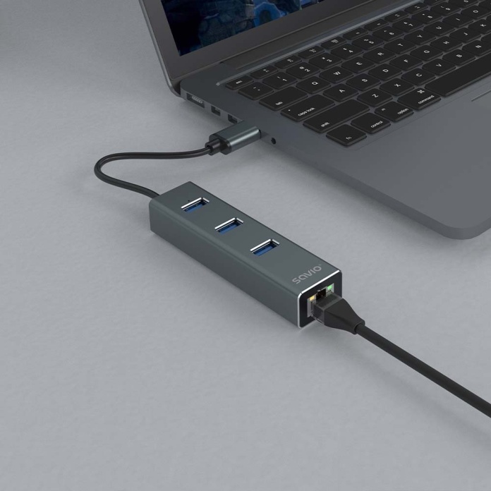 gniazdo RJ-45 Gigabit Ethernet w hubie SAVIO AK-58